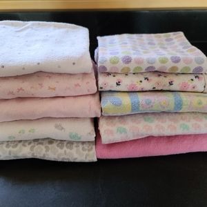 Lot of 22 flannel baby receiving blankets